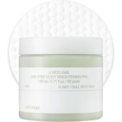 Celimax ONE STEP Body Brightening Pad jar front view showcasing authentic Korean body care packaging