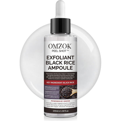 OMZOK Peel Shot Glow Rice Ampoule Duo front view bottle for pore exfoliating.