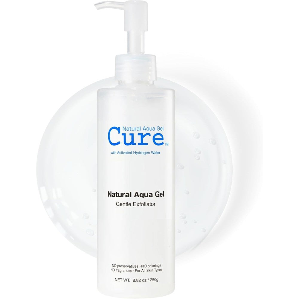 Natural Aqua Gel Cure gentle exfoliator front view bottle packaging