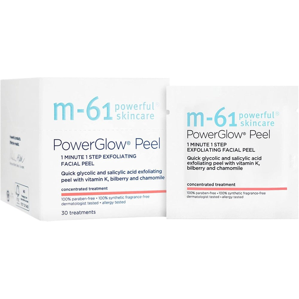 M-61 PowerGlow Peel 30 treatments front box view premium exfoliating pads