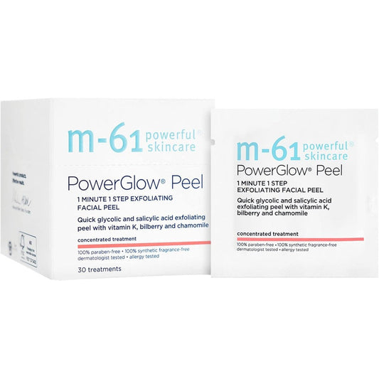 M-61 PowerGlow Peel 30 treatments front box view premium exfoliating pads