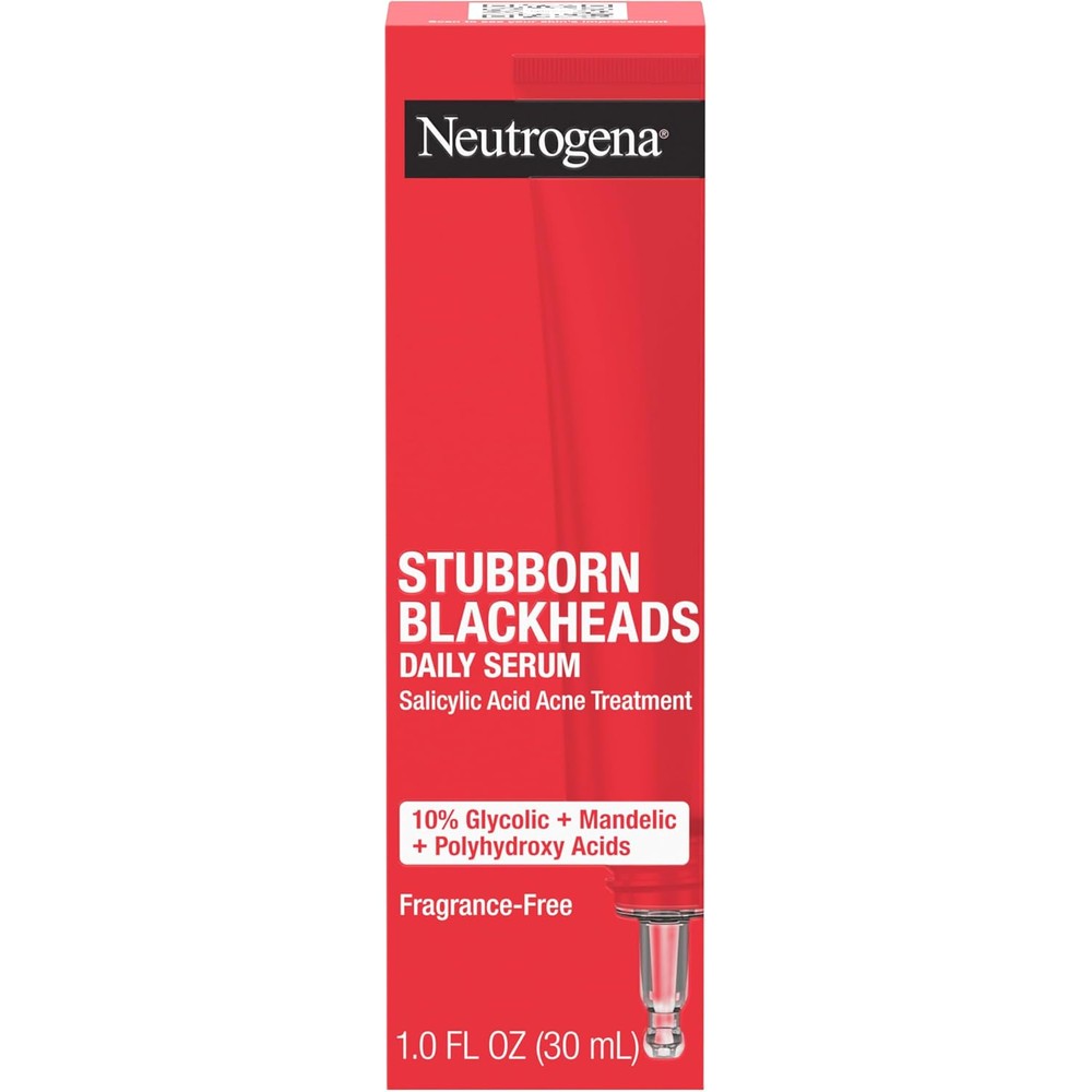 Neutrogena Stubborn Blackheads Daily Acne Facial Serum front view bottle packaging