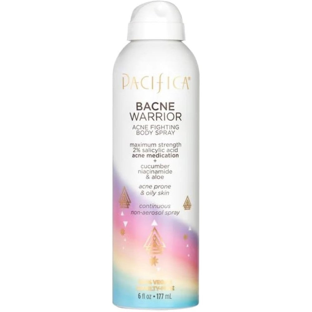 Pacifica Bacne Warrior Acne Fighting Body Spray front view bottle for back acne treatment