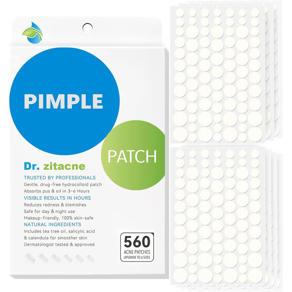 Dr. Zitacne Hydrocolloid Pimple Patches front view showing the product packaging for acne spot treatment.