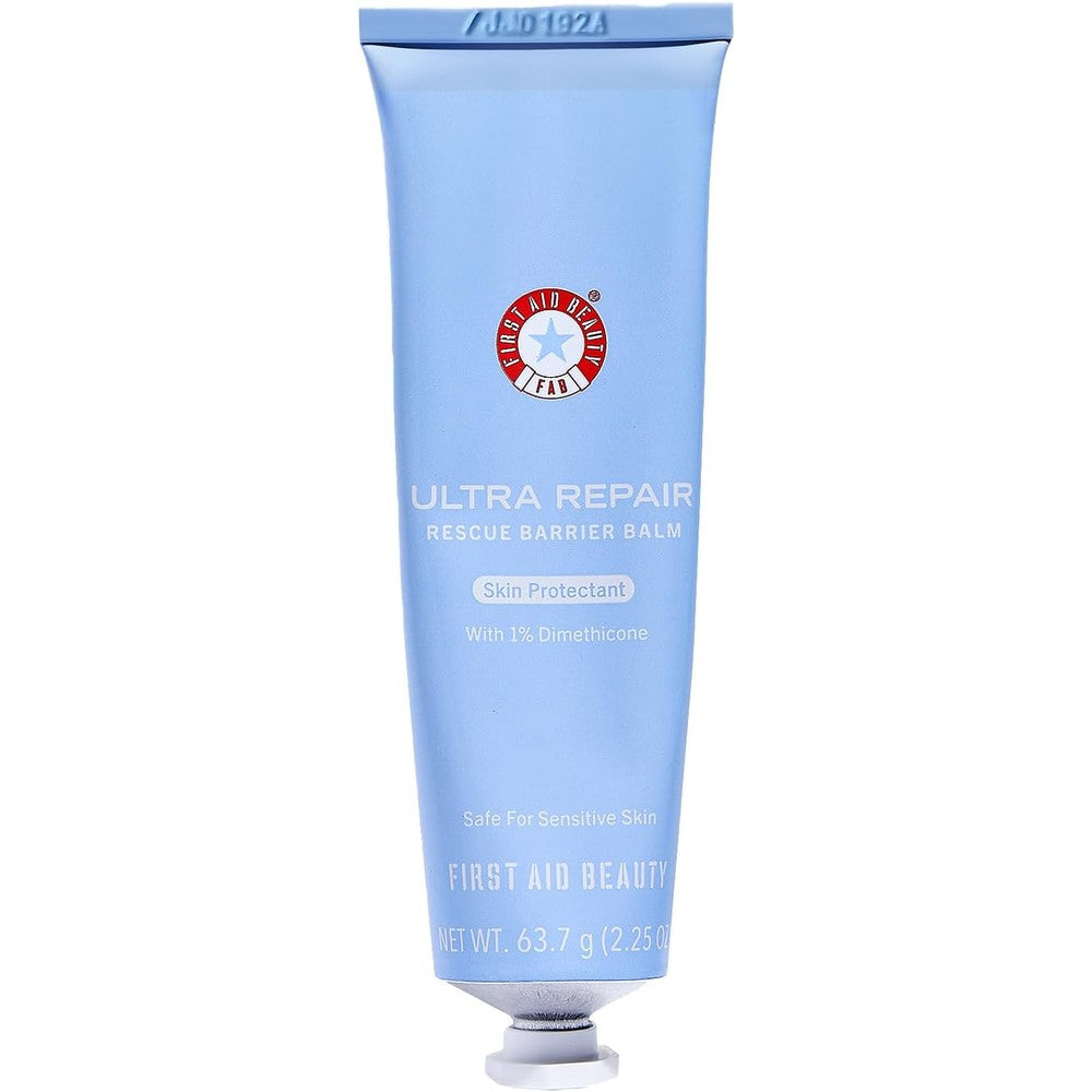 First Aid Beauty Ultra Repair Rescue Barrier Balm front view of the blue tube packaging