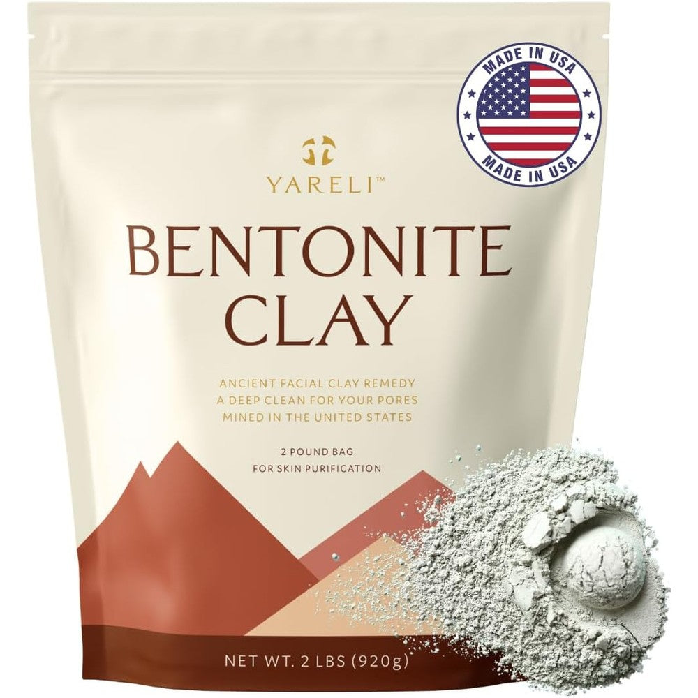 Yareli Bentonite Clay Powder facial mask front view in 32 ounce packaging