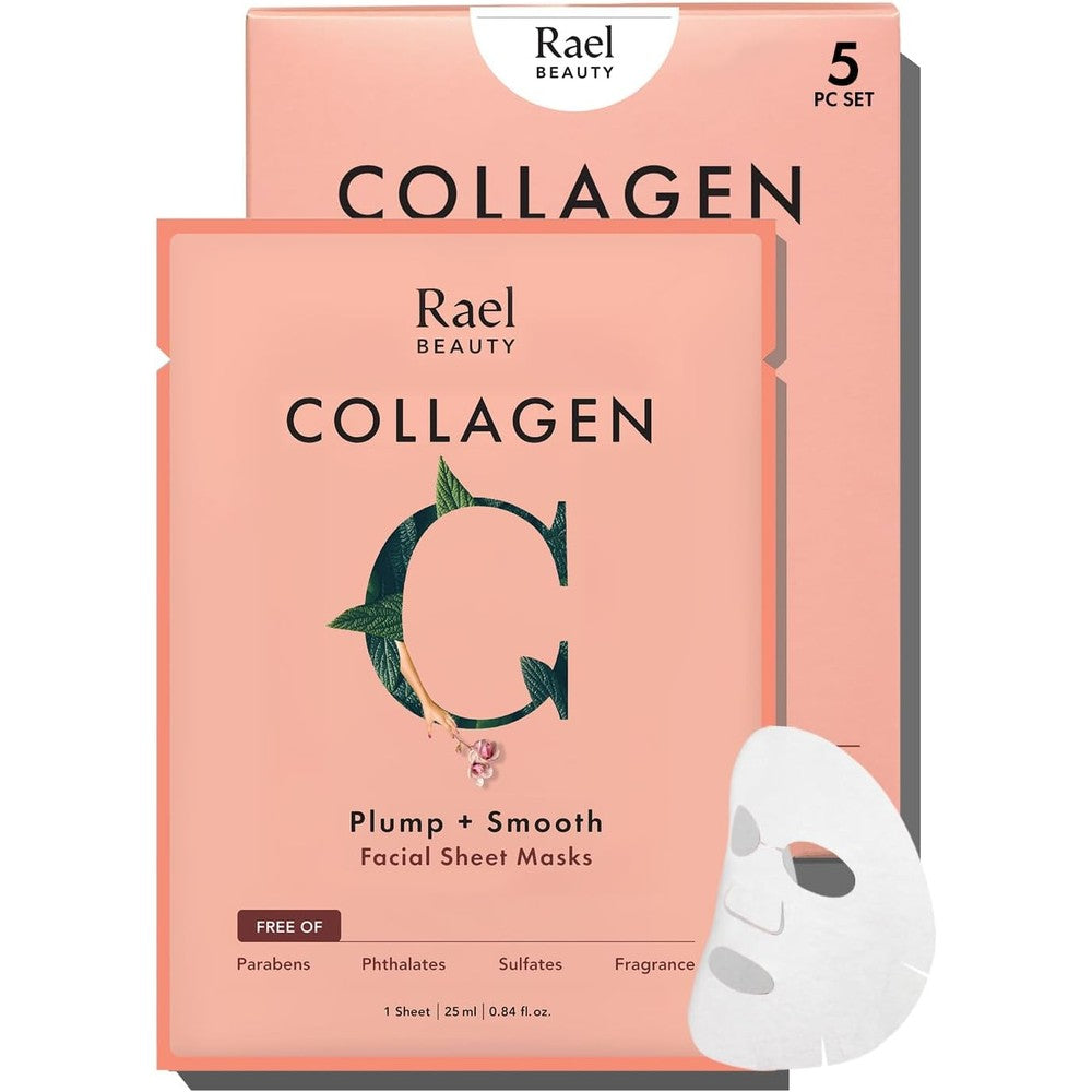 Rael Collagen Plump and Smooth bamboo facial sheet mask packaging front view
