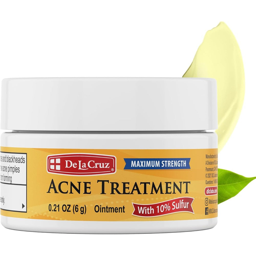 De La Cruz 10% Sulfur Ointment travel size front view for acne treatment