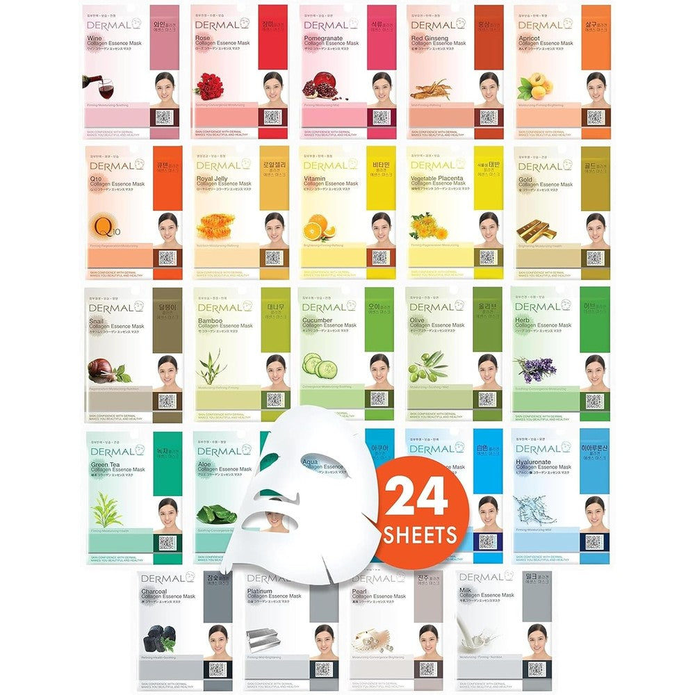 Dermal 24 Day Skin Reset Ritual Collagen Essence Mask 24 pack front view