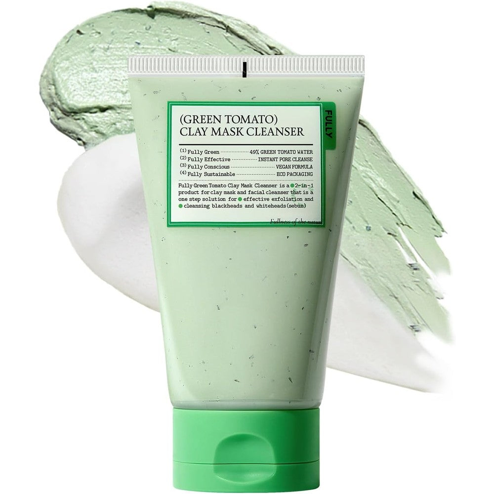 Fully Green Tomato Clay Mask Cleanser front bottle view