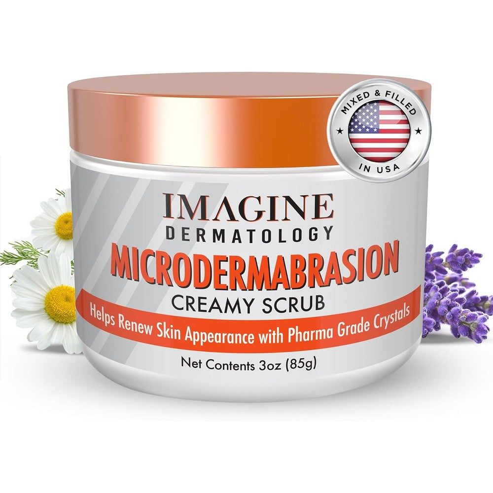 Imagine Dermatology Microdermabrasion Creamy Scrub front view container for at home skin resurfacing
