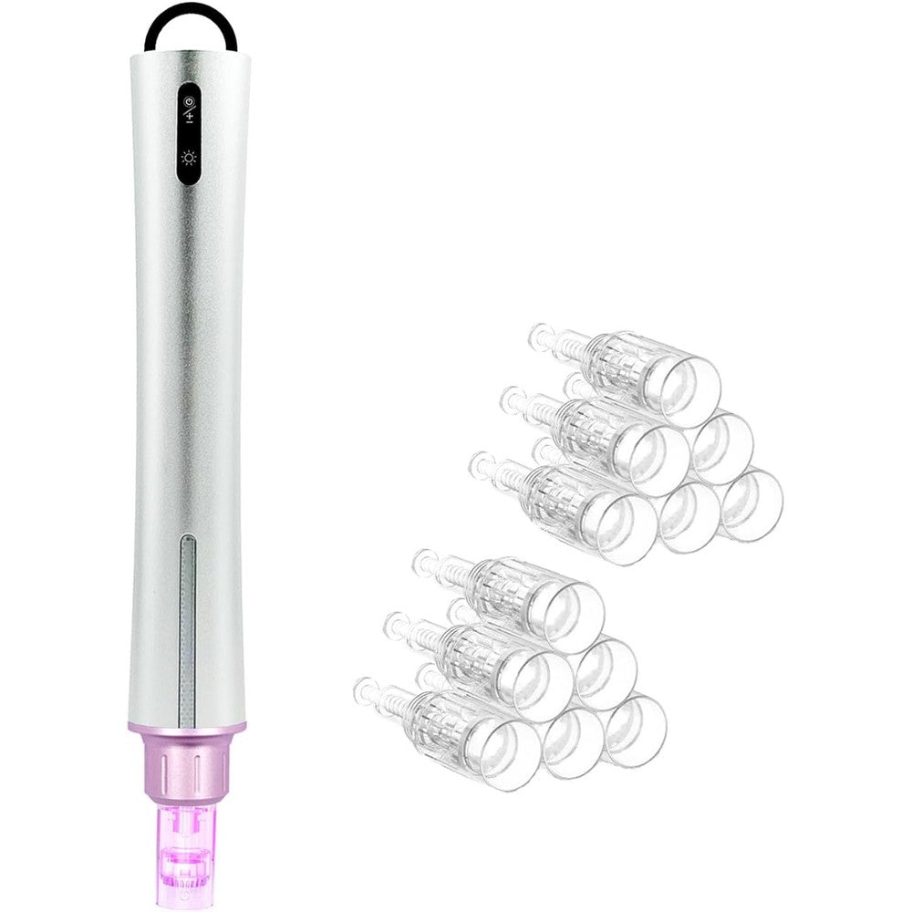 PIPM Microneedling Derma Pen Y81 front view showcasing the digital LCD display and sleek metallic finish.