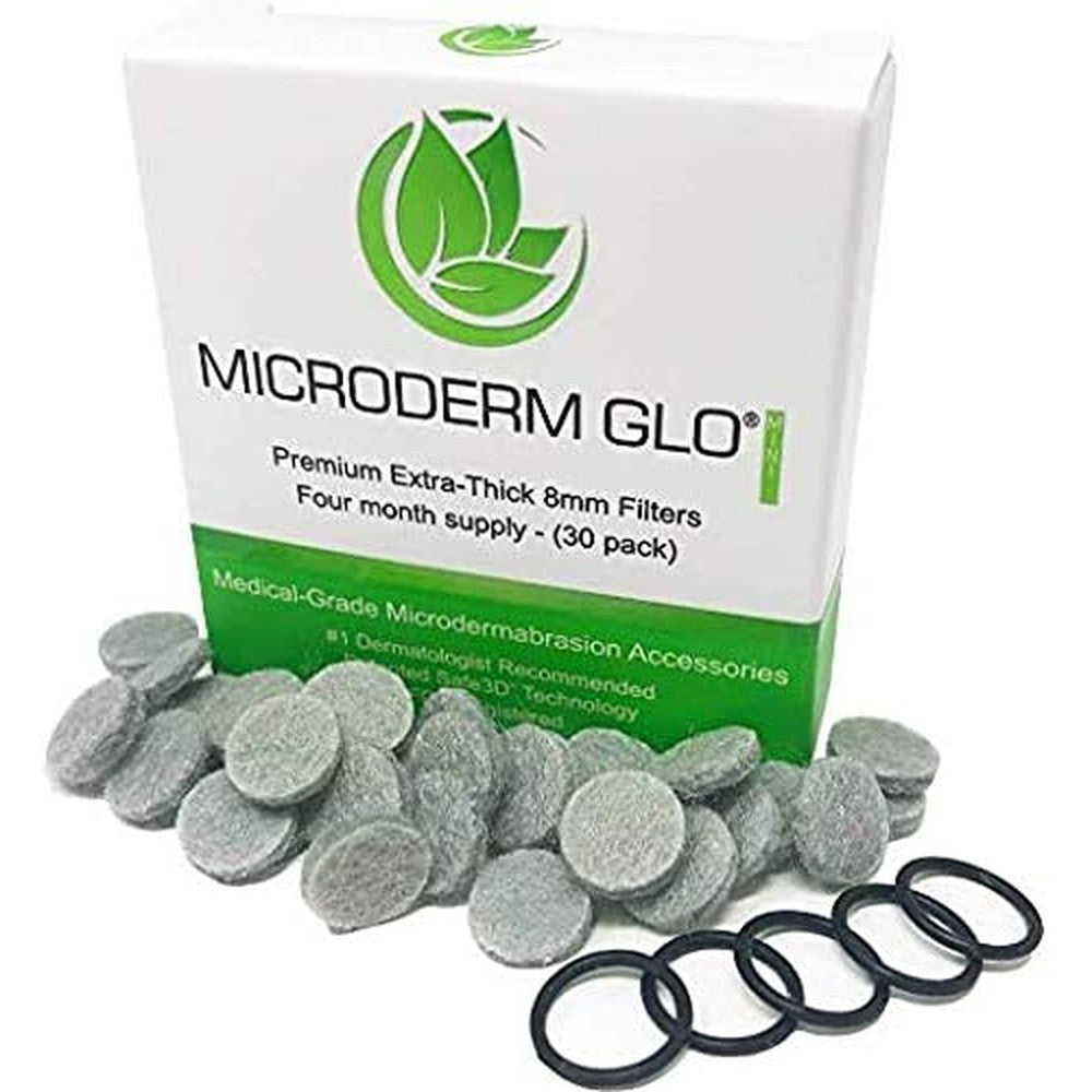Microderm GLO MINI Premium Extra Thick 8mm Filters front view of package.