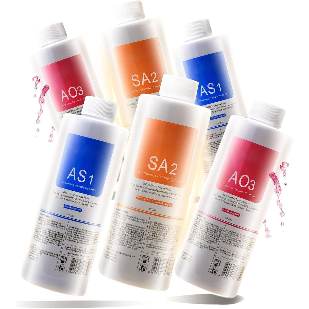 Nielies Aqua Peeling Solution front view showing the three professional bottles.