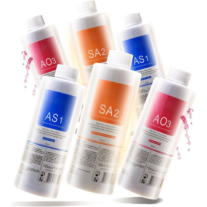 Nielies Aqua Peeling Solution front view showing the three professional bottles.