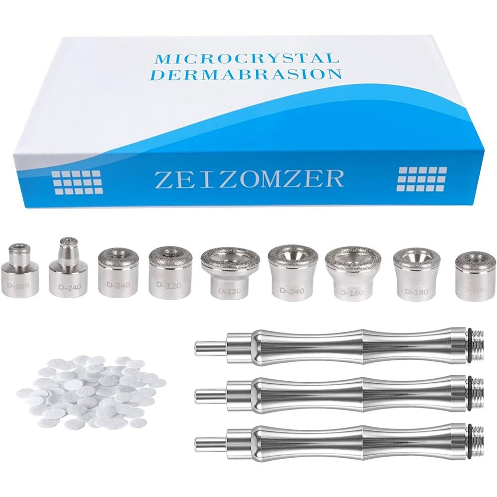 ZEIZOMZER Diamond Dermabrasion Head kit front view showing wands and tips.