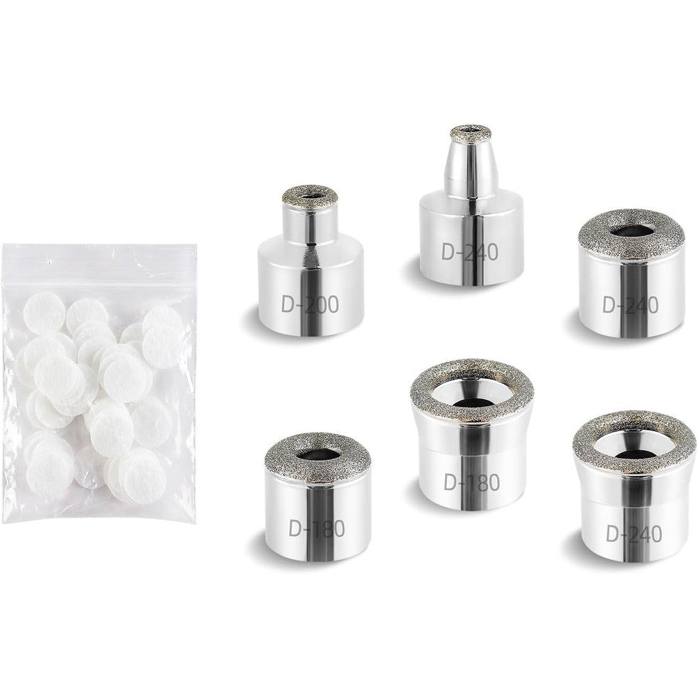 Unoisetion 6 piece diamond dermabrasion head set front view