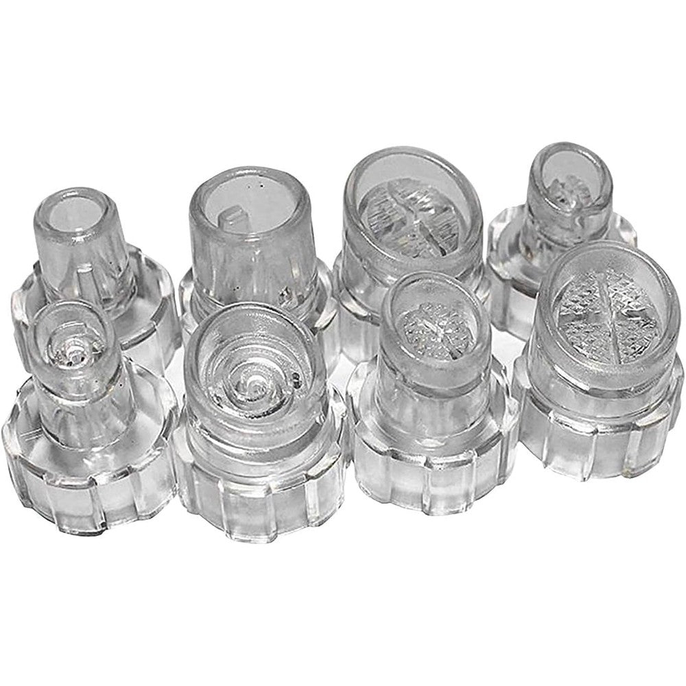 Elitzia plastic microderma heads 8 piece transparent set front view