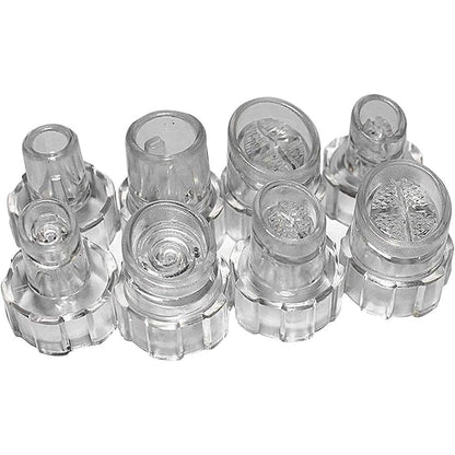 Elitzia plastic microderma heads 8 piece transparent set front view