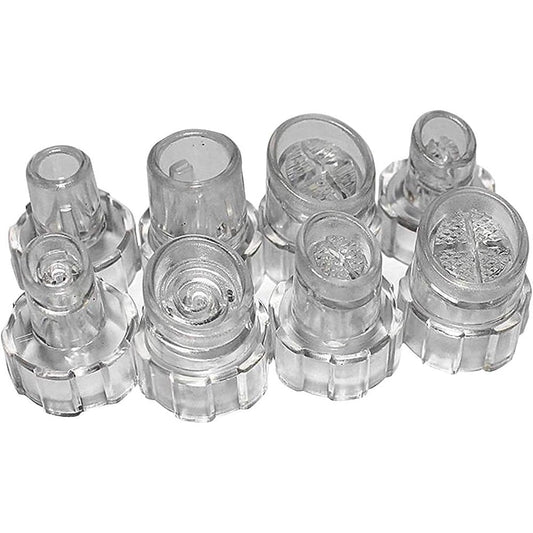 Elitzia plastic microderma heads 8 piece transparent set front view