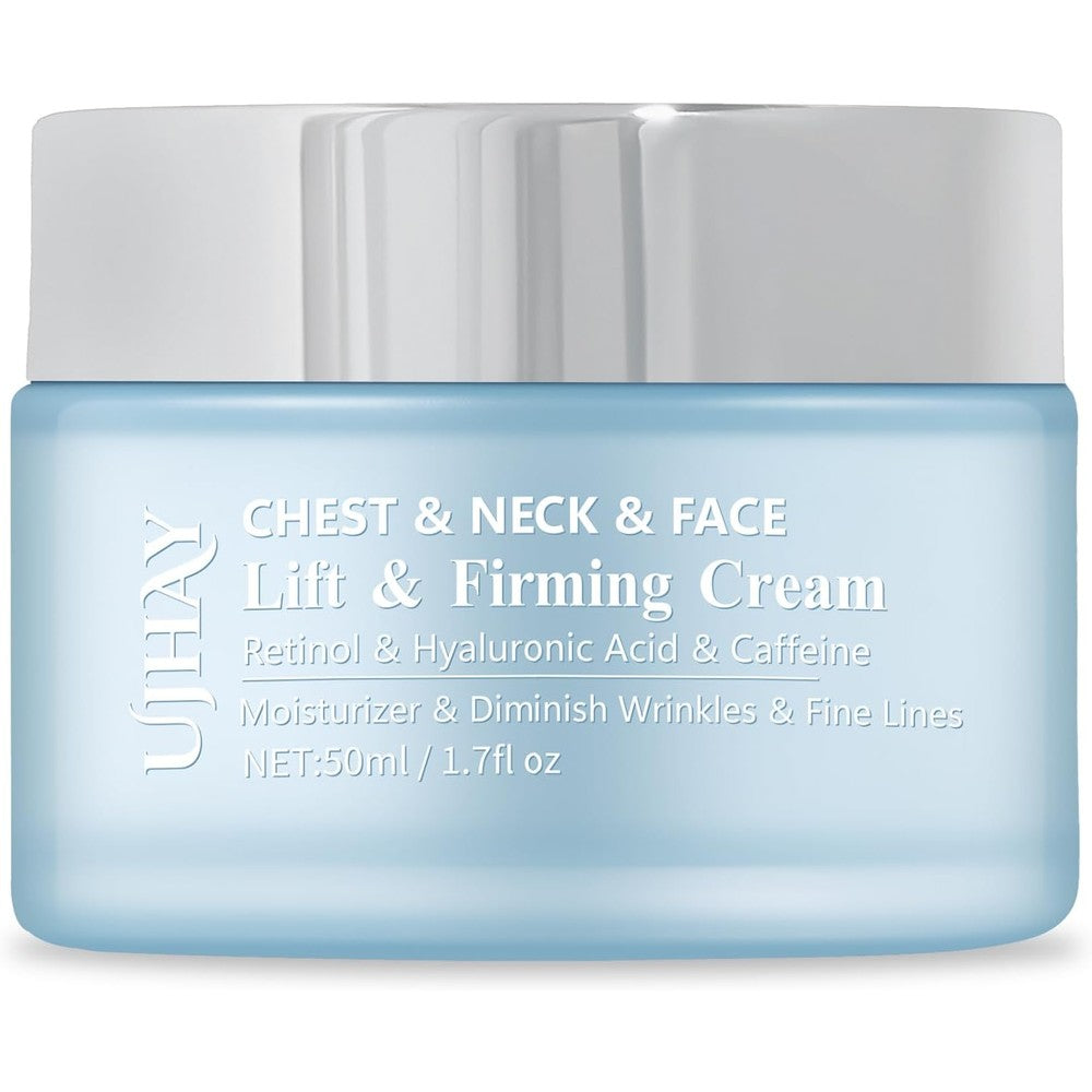 UJhay Retinol Neck Cream front view of the packaging showcasing the anti aging firming cream formula.