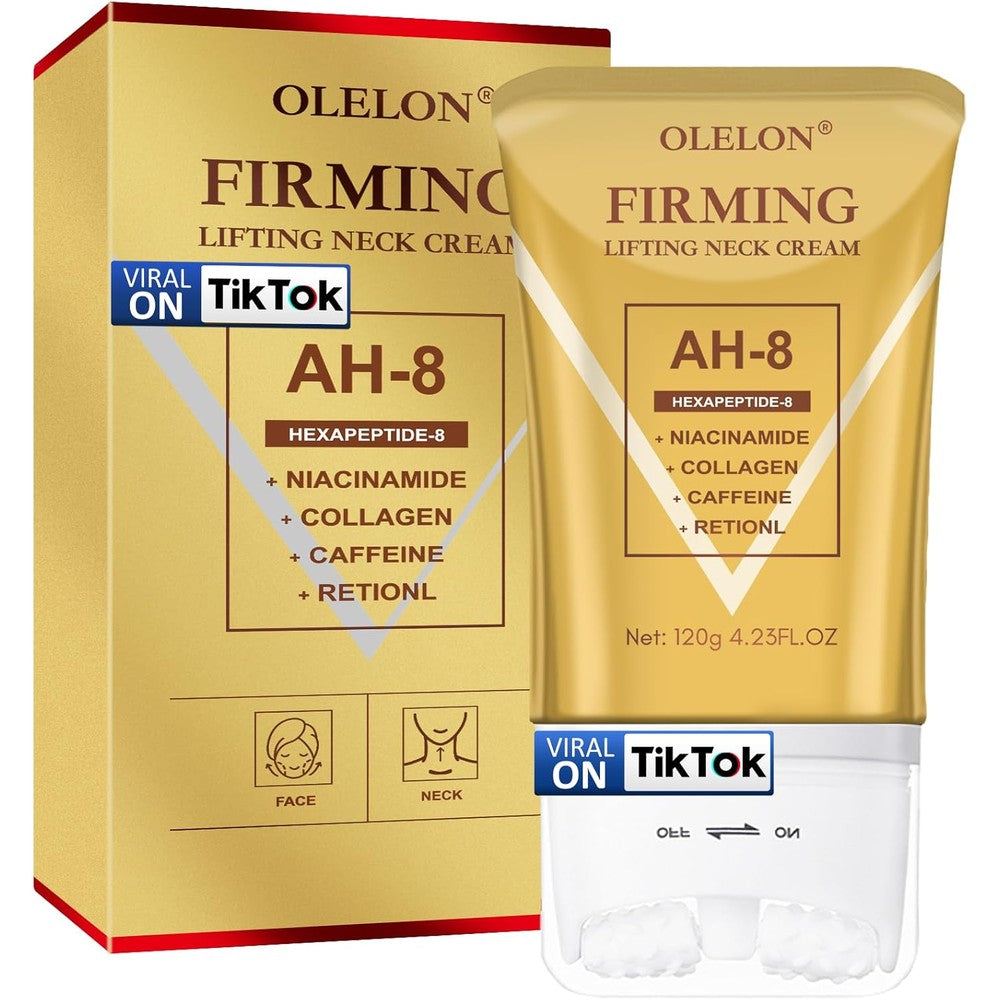 Olelon AH8 Firming Neck Cream with integrated massage roller front view