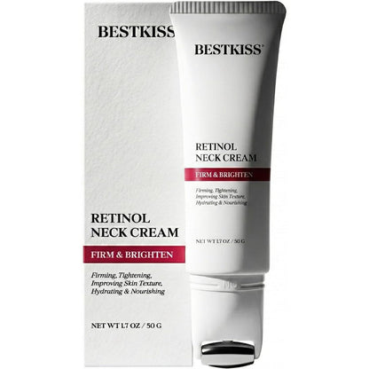 Bestkiss Retinol Neck Firming Cream front view showing the tube package and key active ingredients.