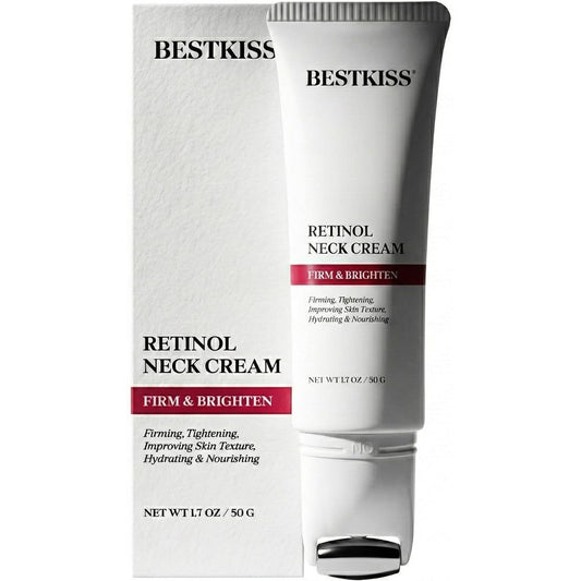 Bestkiss Retinol Neck Firming Cream front view showing the tube package and key active ingredients.