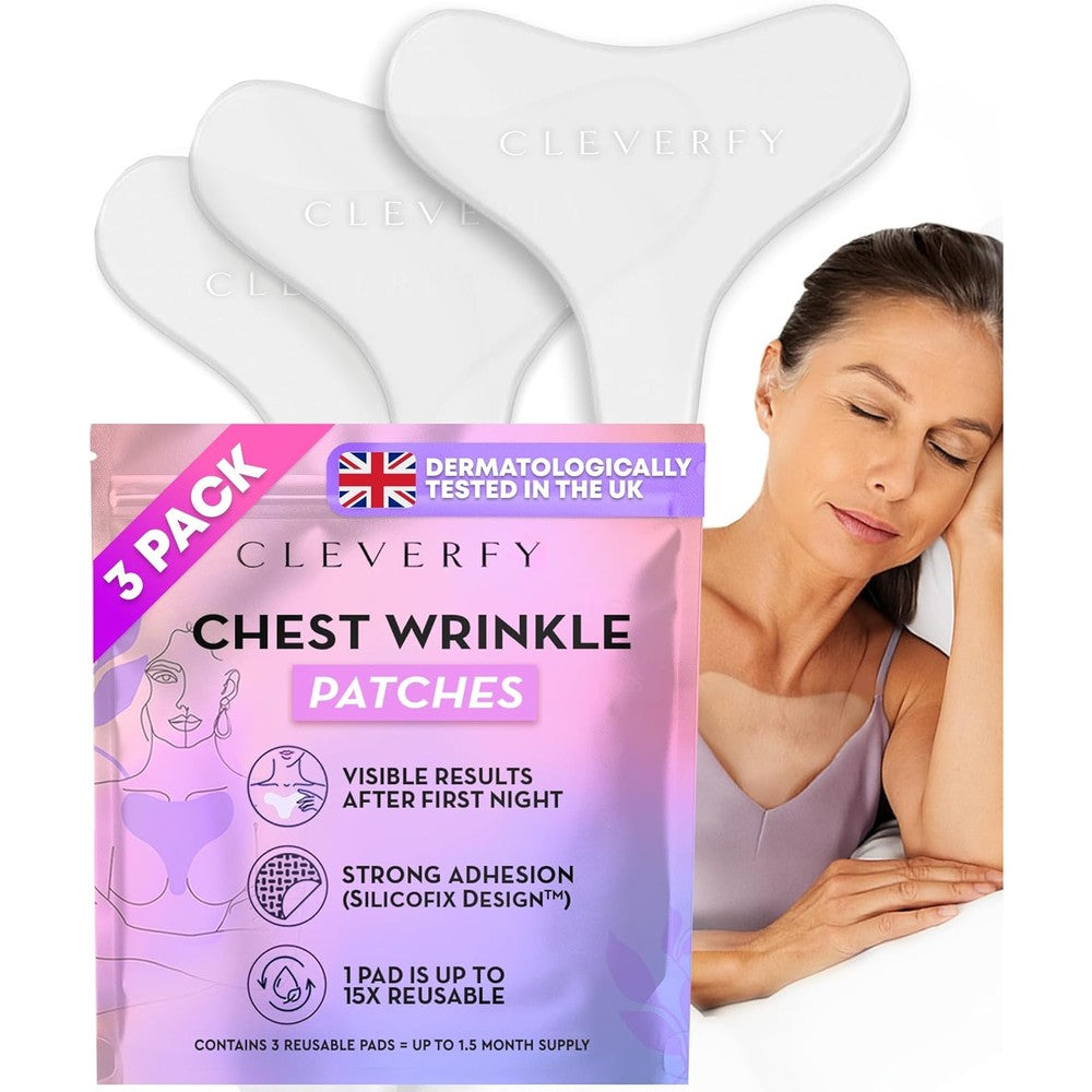 Cleverfy silicone chest wrinkle patches 3-pack front view