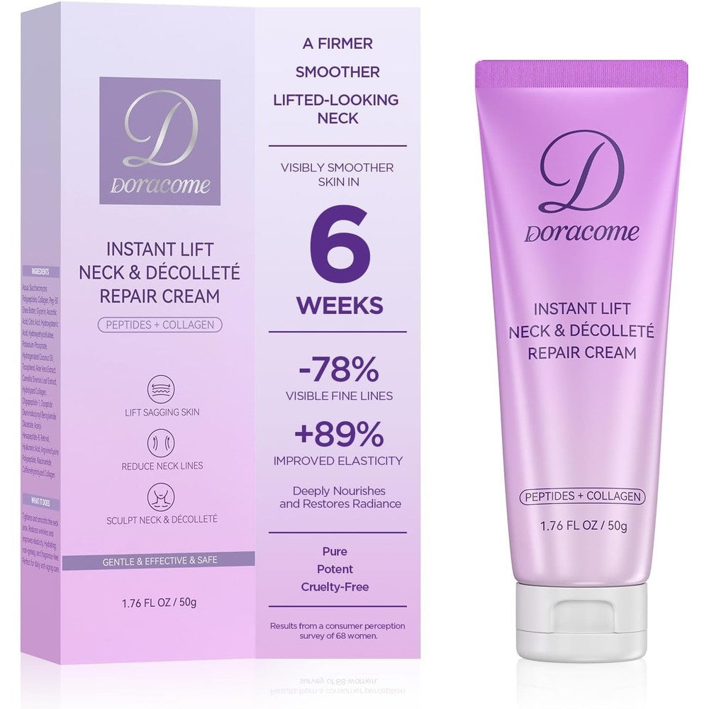 Doracome Retinol Collagen And Hyaluronic Acid Neck Firming Cream front view of the anti aging tube