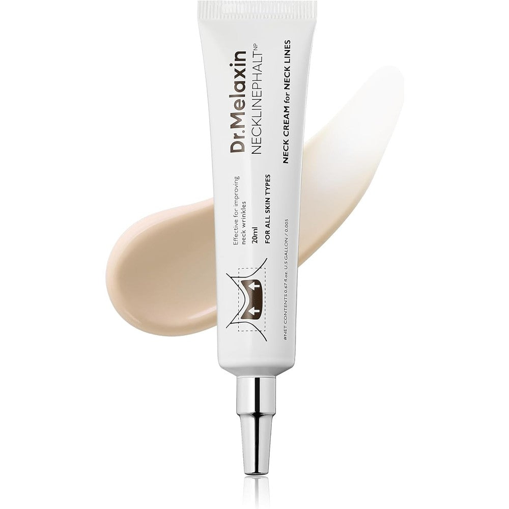 Dr Melaxin Necklinephalt Neck Firming Cream front view of the twenty milliliter tube for wrinkle lifting care
