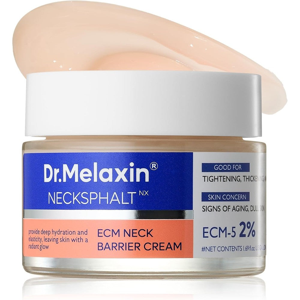 Dr.Melaxin Necksphalt ECM Barrier Cream 50ml front view packaging for anti-aging neck care.