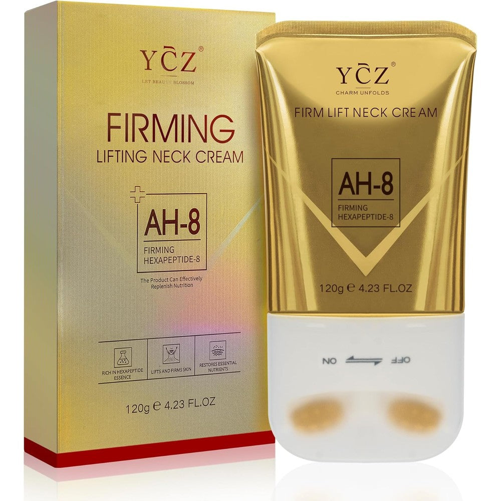 Ycz AH-8 Neck Firming Cream bottle with built-in massage roller