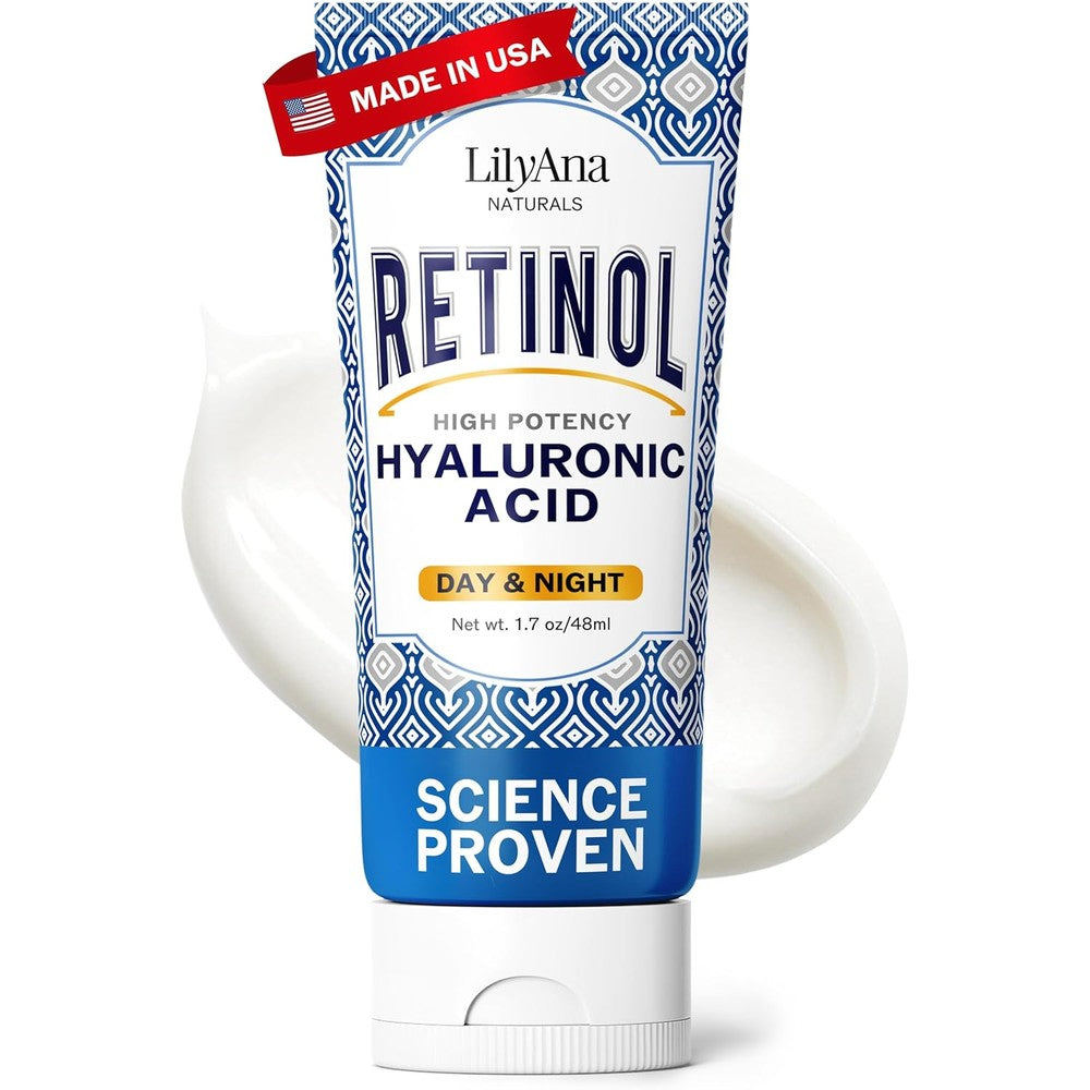 LilyAna Naturals Anti Aging Retinol Face Cream front view tube for wrinkle reduction