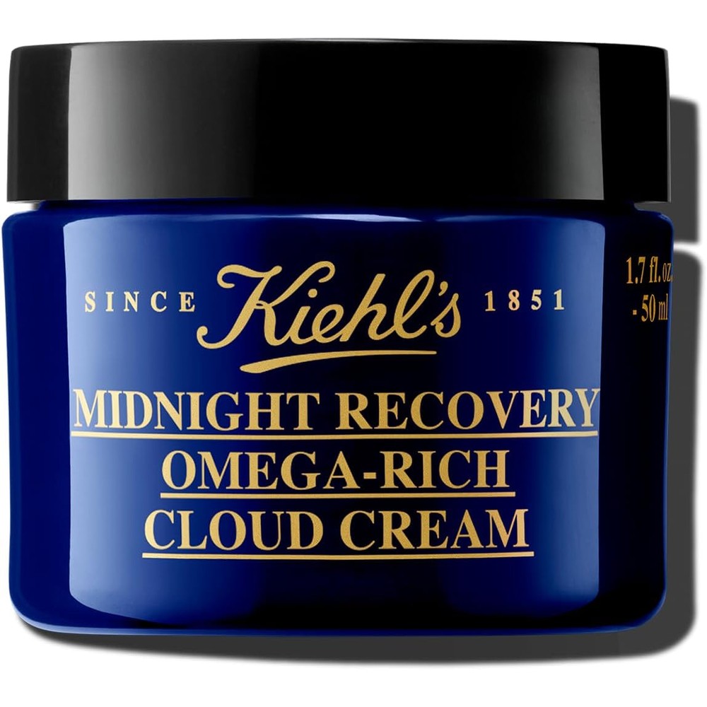 Kiehl's Midnight Recovery Omega Rich Botanical Night Cream front view of jar