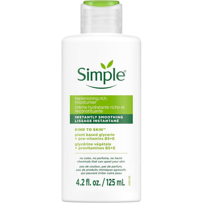 Simple Kind to Skin Replenishing Rich Face Moisturizer front view bottle showing product branding