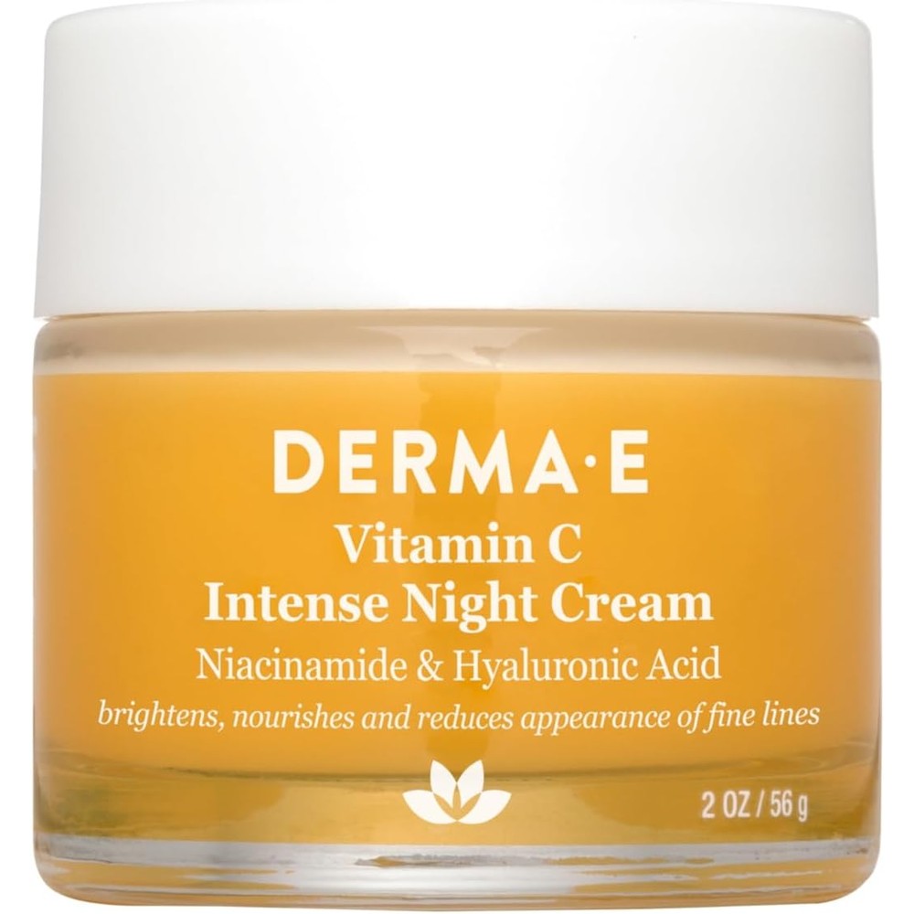 Derma E Vitamin C Intense Night Cream front view of jar showing brightening overnight moisturizer packaging.