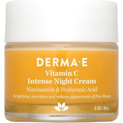 Derma E Vitamin C Intense Night Cream front view of jar showing brightening overnight moisturizer packaging.
