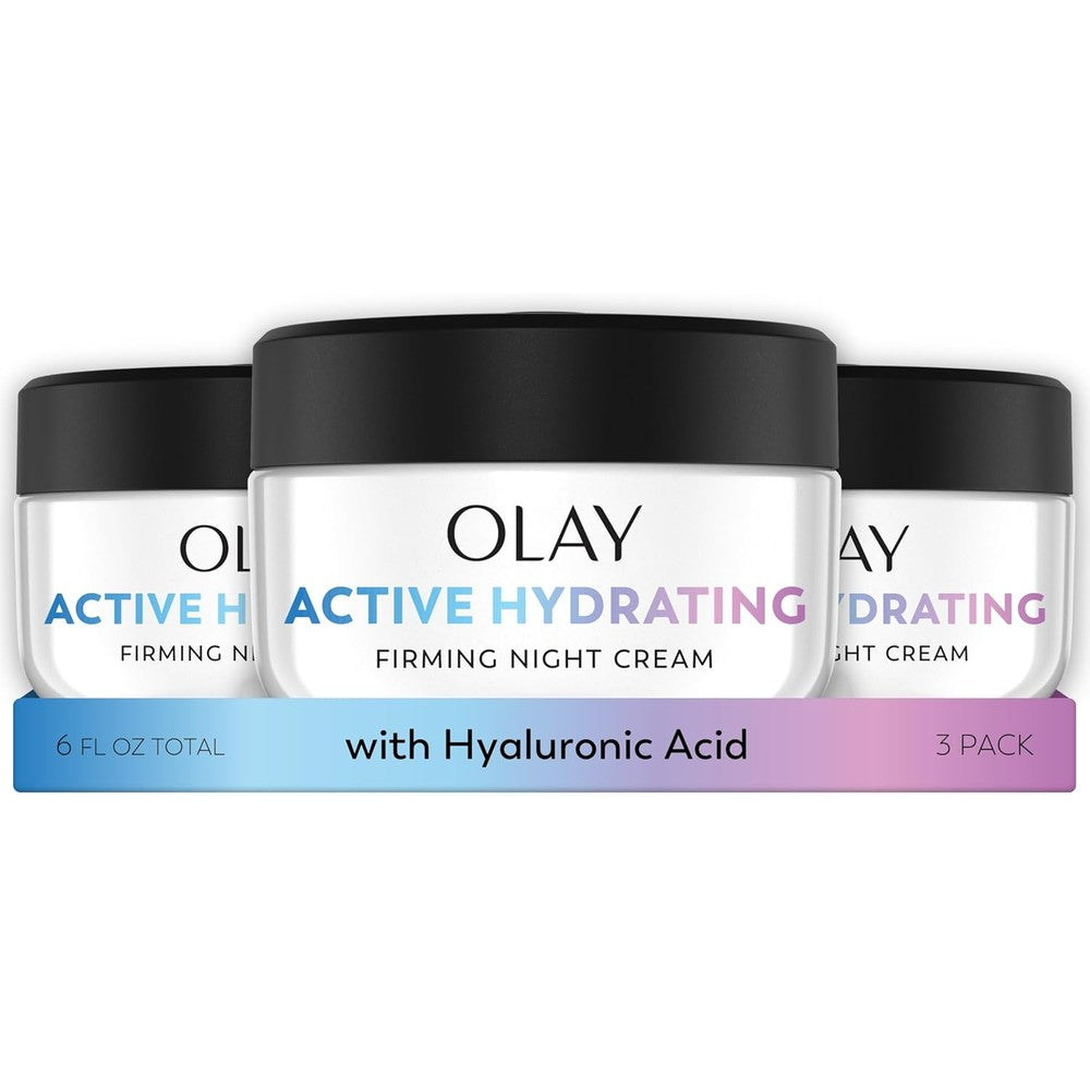 Olay Firming Night Cream pack of three front view packaging