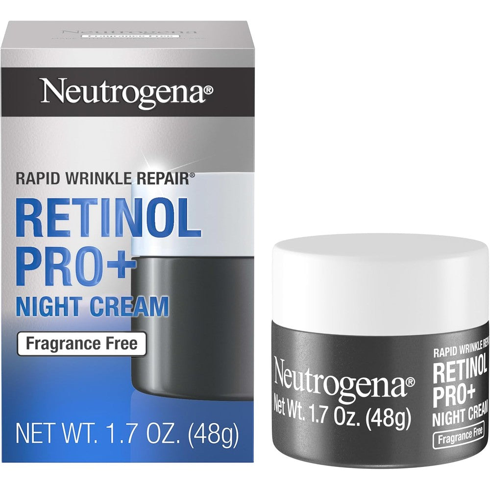 Neutrogena Retinol Pro+ night cream jar targeting deep wrinkles and dark spots