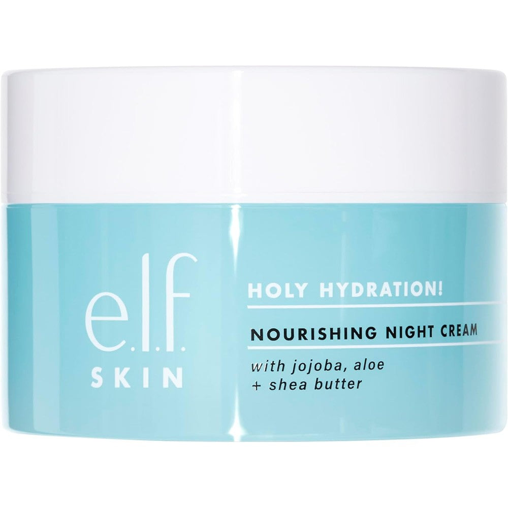 E.l.f. SKIN Holy Hydration Nourishing Night Cream front view jar packaging for overnight hydration.