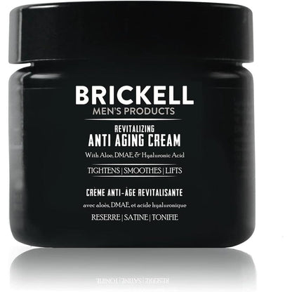 Brickell Men's Products Revitalizing Anti Aging Face Cream front view of the two ounce jar