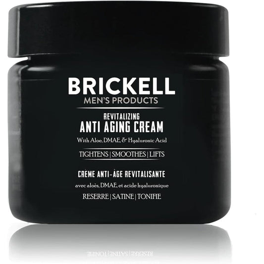 Brickell Men's Products Revitalizing Anti Aging Face Cream front view of the two ounce jar