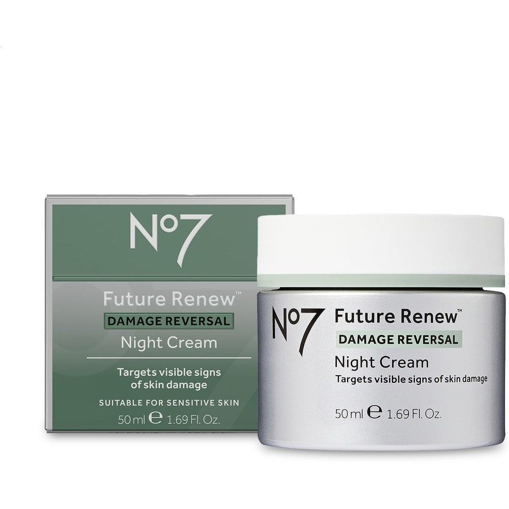 No7 Future Renew Damage Reversal Night Cream front view container on a clean background
