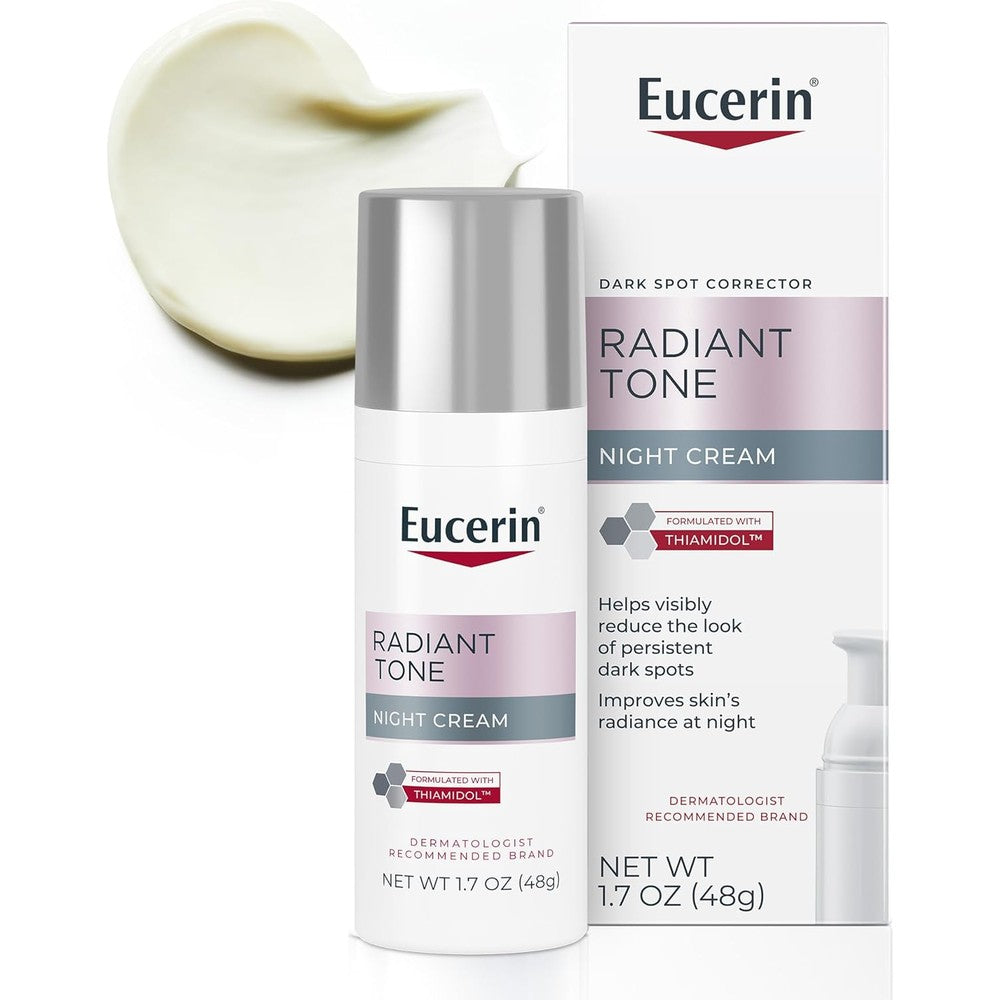 Eucerin Radiant Tone Night Cream front view bottle of imported dark spot corrector
