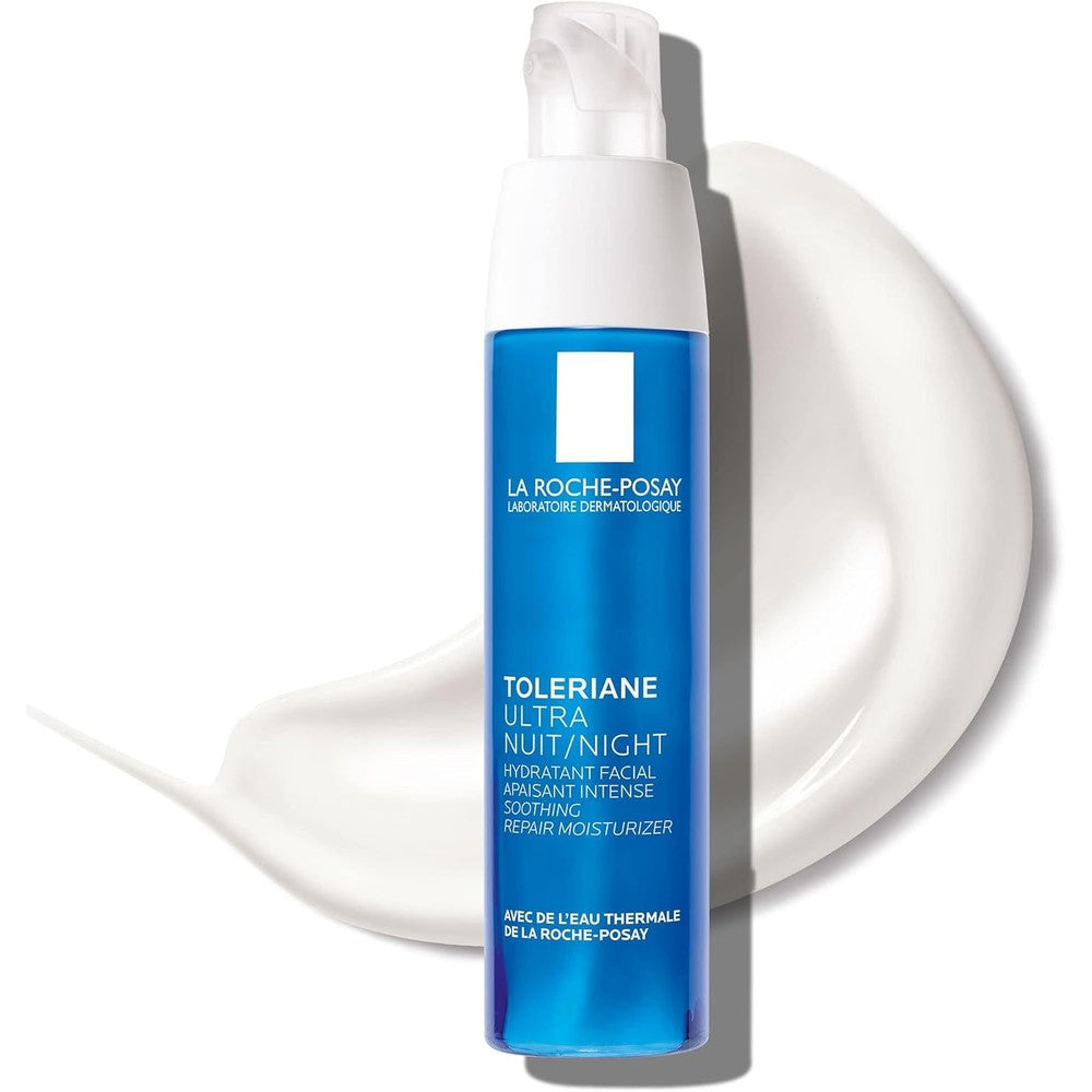 La Roche-Posay Toleriane Dermallergo Night Cream front view of the airtight pump bottle