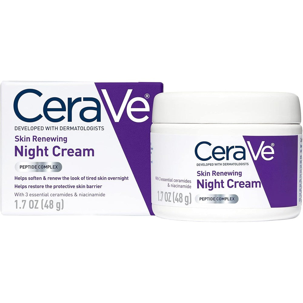 CeraVe Skin Renewing Night Cream 1.7 Ounce front view packaging showing peptide complex details