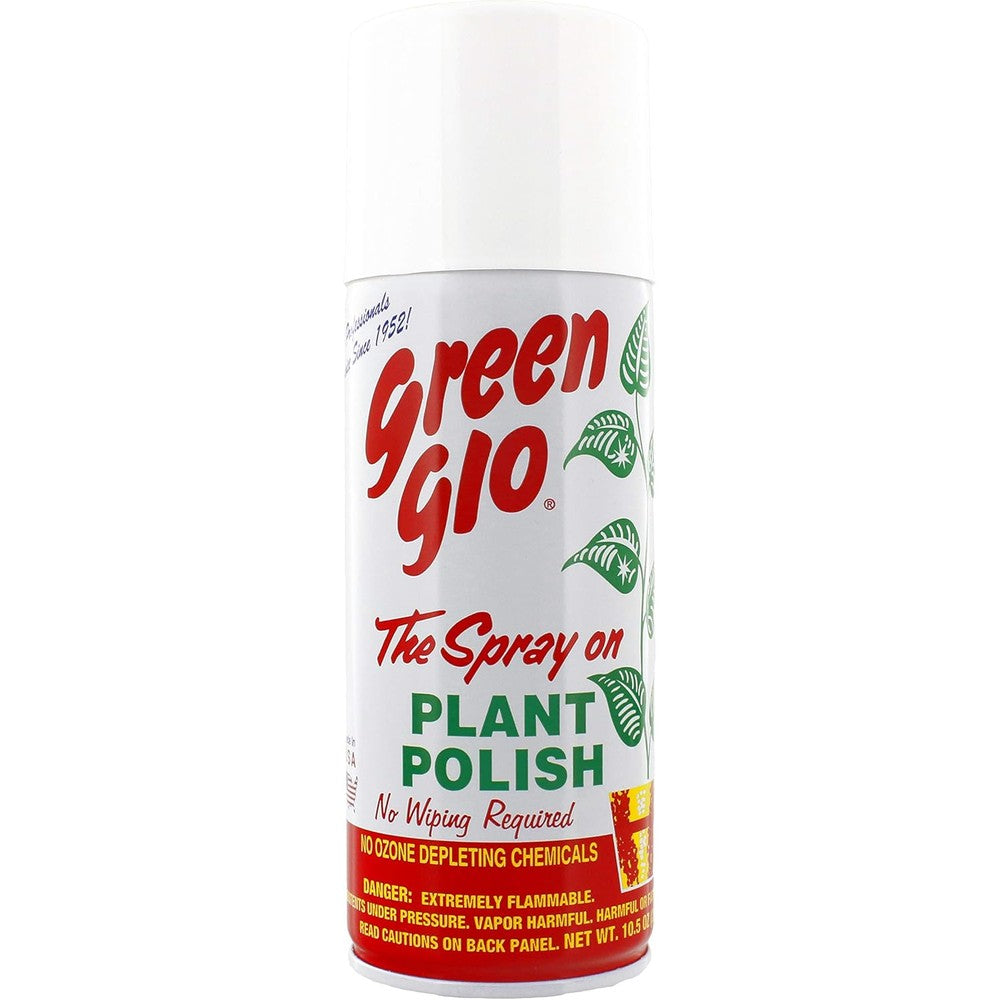 Burton and Burton Green Glo Plant Polish front view aerosol can for indoor plant leaf shine.