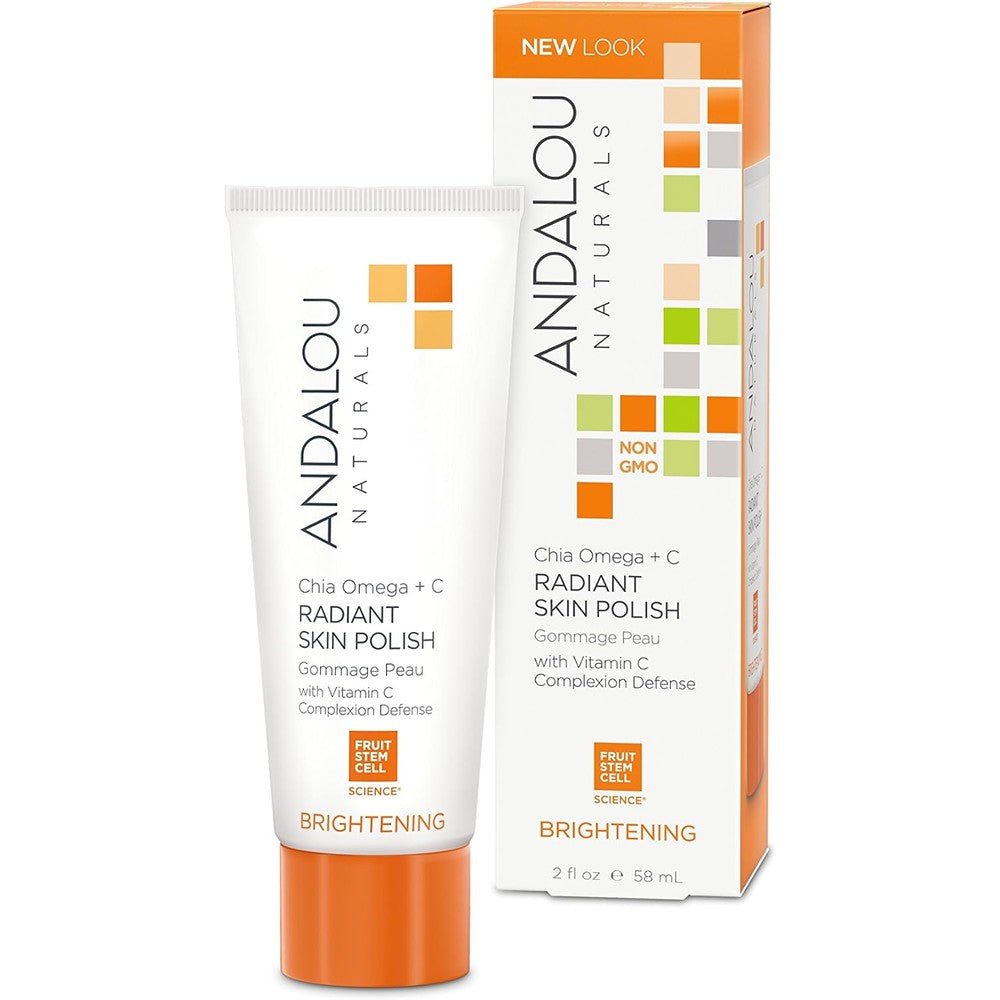 Andalou Naturals Chia Omega plus C Radiant Skin Polish front view brightening facial exfoliator