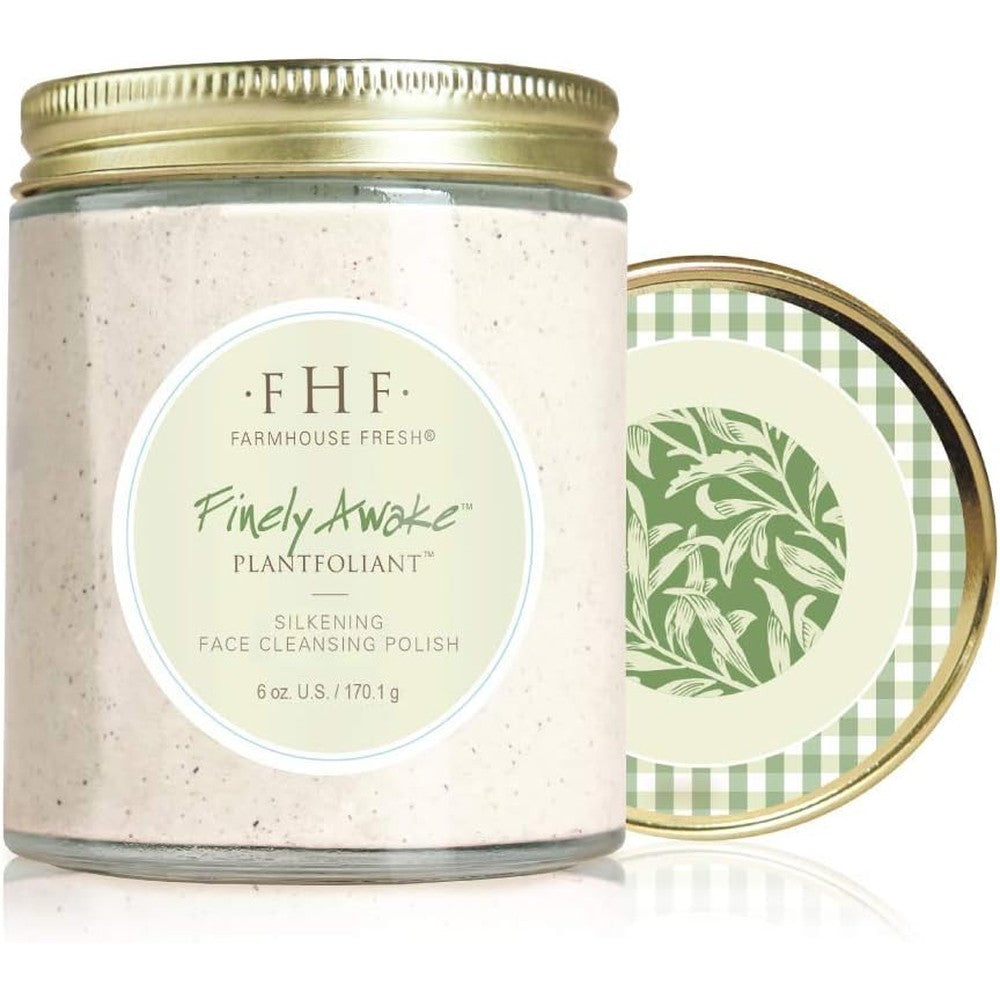 Farmhouse Fresh Finely Awake Plantfoliant face polish front view 6 ounce jar